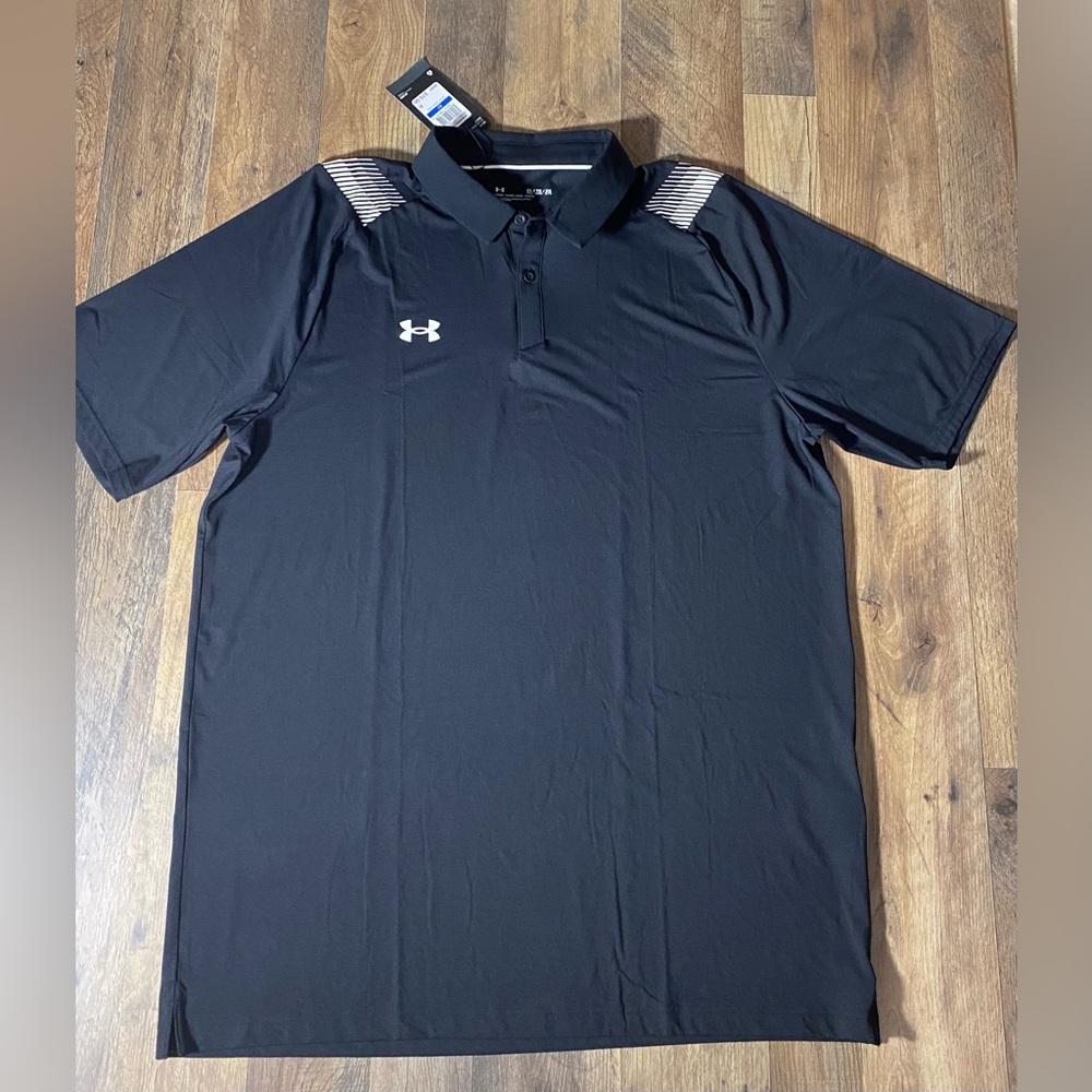 🆕 Under Armour Iso-Chill Mens XLT Tall Black Golf Short Sleeve Polo Loose NWT - Picture 2 of 2
